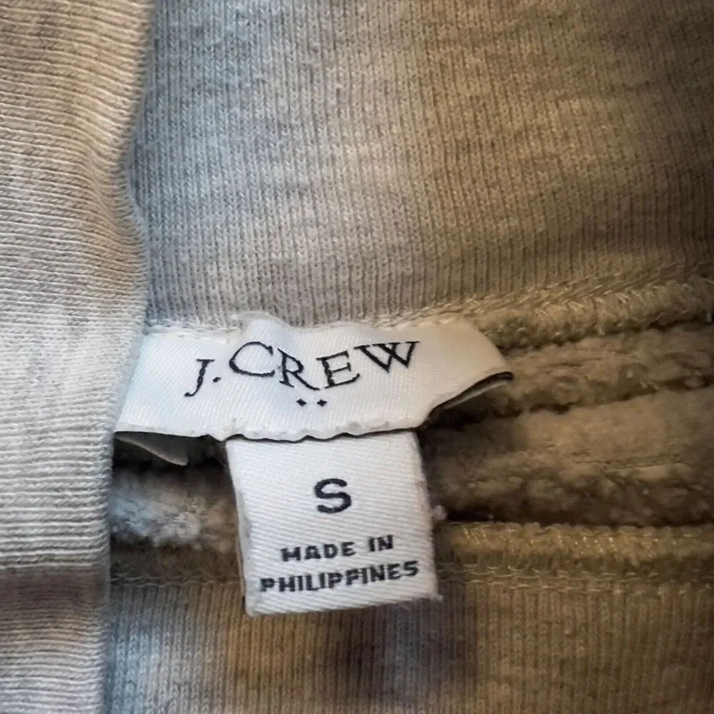 J.Crew Tunic Sweatshirt Size S Heather Gray Wide Button-Collar Cloudspun Fleece
